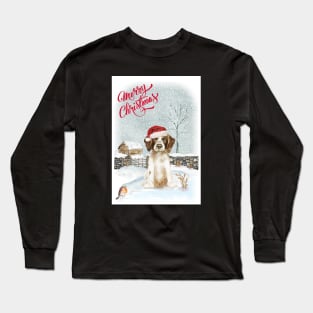 English Springer Spaniel Merry Christmas Santa Dog Long Sleeve T-Shirt